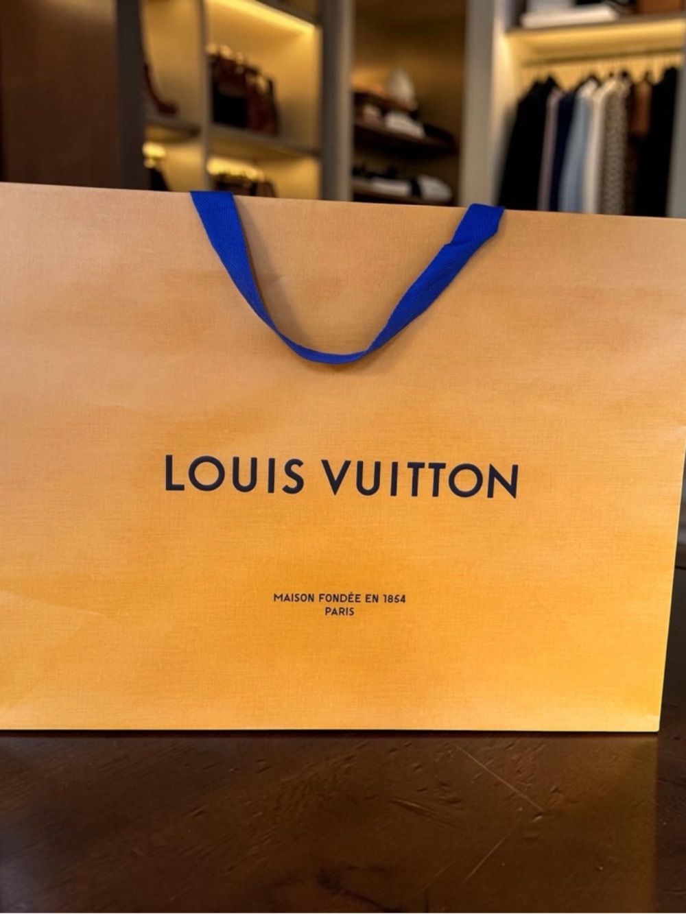 XXL Louis Vuitton Shopping Bag with Blue Ribbon Handles